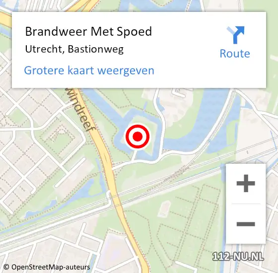 Locatie op kaart van de 112 melding: Brandweer Met Spoed Naar Utrecht, Bastionweg op 18 december 2022 16:14