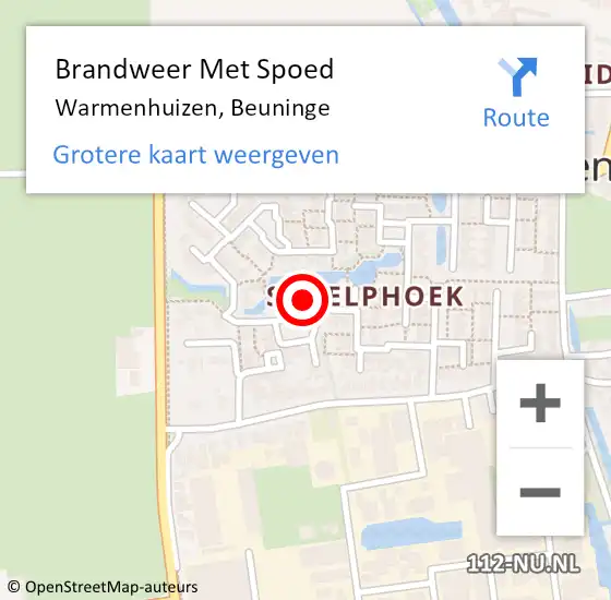 Locatie op kaart van de 112 melding: Brandweer Met Spoed Naar Warmenhuizen, Beuninge op 18 december 2022 16:14