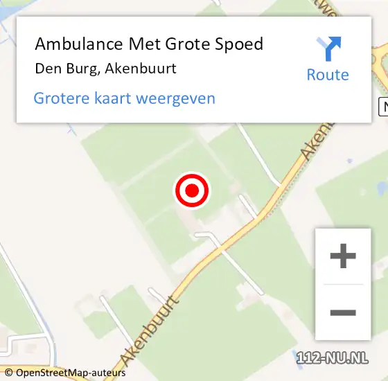 Locatie op kaart van de 112 melding: Ambulance Met Grote Spoed Naar Den Burg, Akenbuurt op 18 december 2022 16:25