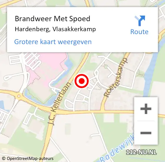 Locatie op kaart van de 112 melding: Brandweer Met Spoed Naar Hardenberg, Vlasakkerkamp op 18 december 2022 16:27