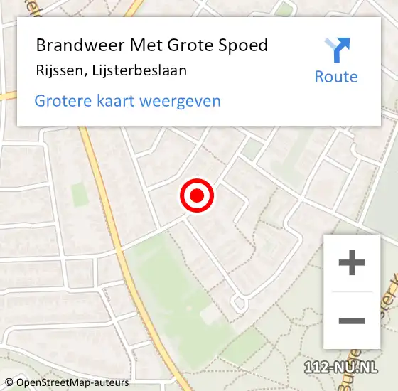 Locatie op kaart van de 112 melding: Brandweer Met Grote Spoed Naar Rijssen, Lijsterbeslaan op 18 december 2022 16:31