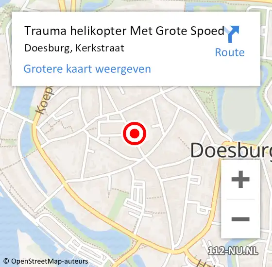 Locatie op kaart van de 112 melding: Trauma helikopter Met Grote Spoed Naar Doesburg, Kerkstraat op 18 december 2022 16:39