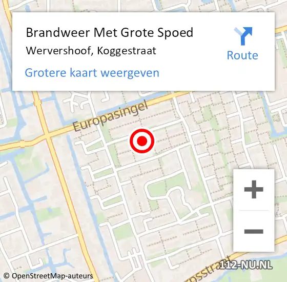 Locatie op kaart van de 112 melding: Brandweer Met Grote Spoed Naar Wervershoof, Koggestraat op 18 december 2022 16:42