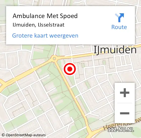 Locatie op kaart van de 112 melding: Ambulance Met Spoed Naar IJmuiden, IJsselstraat op 18 december 2022 16:49