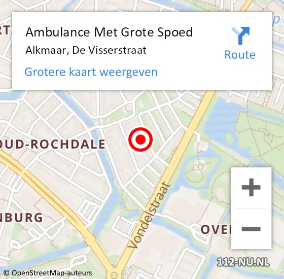 Locatie op kaart van de 112 melding: Ambulance Met Grote Spoed Naar Alkmaar, De Visserstraat op 18 december 2022 16:56