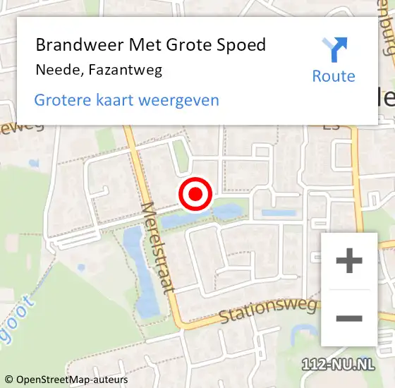 Locatie op kaart van de 112 melding: Brandweer Met Grote Spoed Naar Neede, Fazantweg op 18 december 2022 17:03