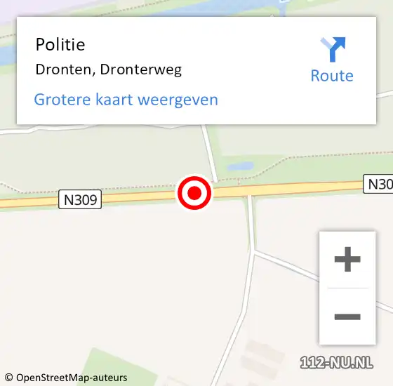 Locatie op kaart van de 112 melding: Politie Dronten, Dronterweg op 8 augustus 2014 20:49