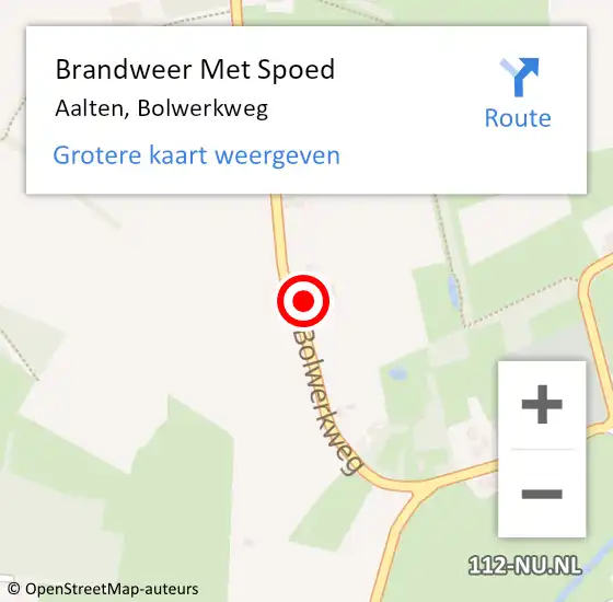 Locatie op kaart van de 112 melding: Brandweer Met Spoed Naar Aalten, Bolwerkweg op 18 december 2022 17:25