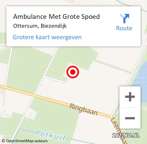 Locatie op kaart van de 112 melding: Ambulance Met Grote Spoed Naar Ottersum, Biezendijk op 18 december 2022 17:41