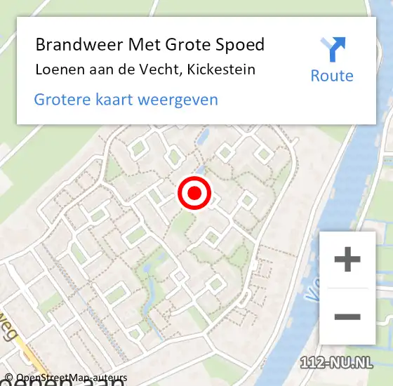 Locatie op kaart van de 112 melding: Brandweer Met Grote Spoed Naar Loenen aan de Vecht, Kickestein op 18 december 2022 17:45