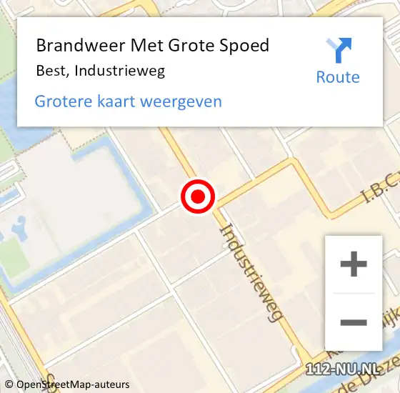 Locatie op kaart van de 112 melding: Brandweer Met Grote Spoed Naar Best, Industrieweg op 18 december 2022 17:55