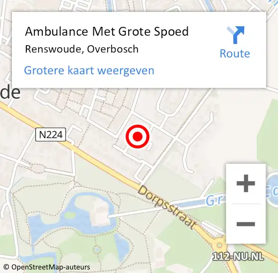 Locatie op kaart van de 112 melding: Ambulance Met Grote Spoed Naar Renswoude, Overbosch op 18 december 2022 17:56