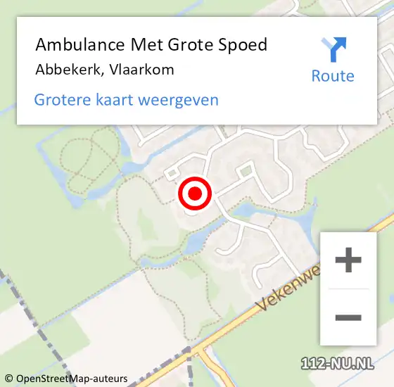 Locatie op kaart van de 112 melding: Ambulance Met Grote Spoed Naar Abbekerk, Vlaarkom op 8 augustus 2014 20:53