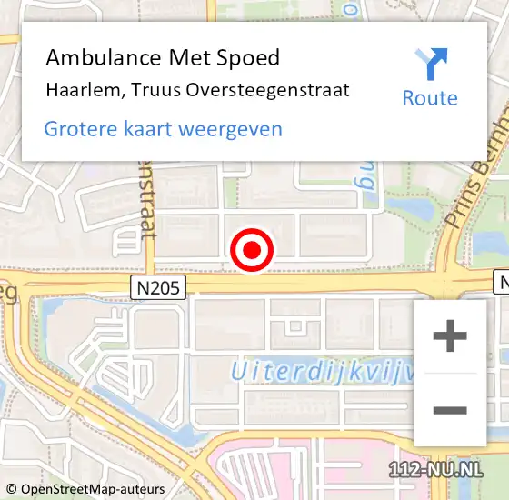 Locatie op kaart van de 112 melding: Ambulance Met Spoed Naar Haarlem, Truus Oversteegenstraat op 18 december 2022 18:25