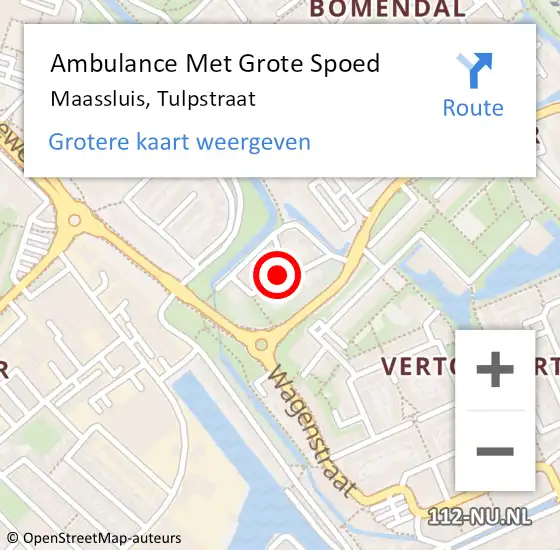 Locatie op kaart van de 112 melding: Ambulance Met Grote Spoed Naar Maassluis, Tulpstraat op 18 december 2022 18:30