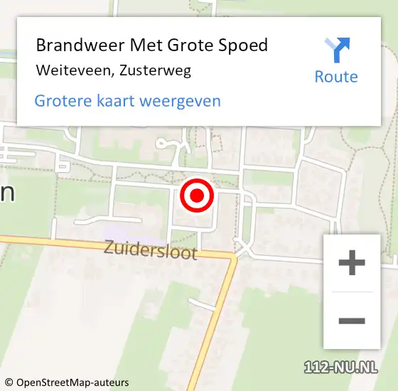 Locatie op kaart van de 112 melding: Brandweer Met Grote Spoed Naar Weiteveen, Zusterweg op 18 december 2022 18:34