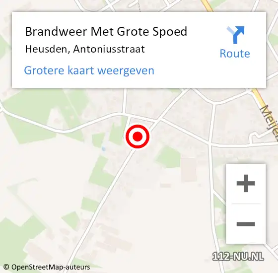 Locatie op kaart van de 112 melding: Brandweer Met Grote Spoed Naar Heusden, Antoniusstraat op 18 december 2022 18:40