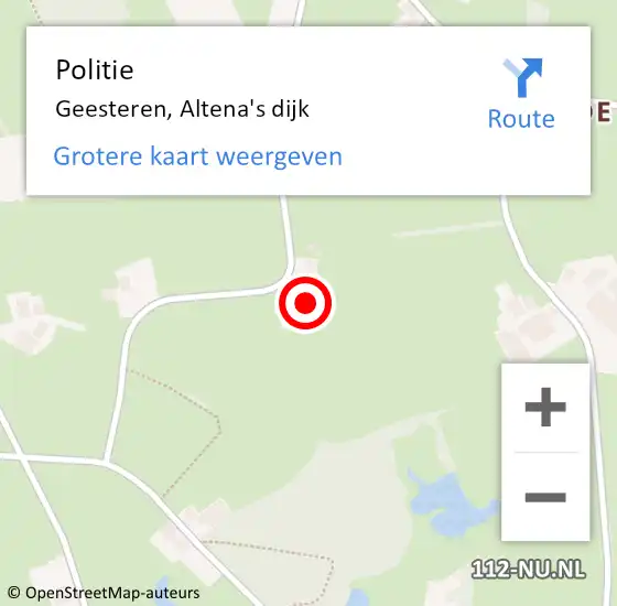 Locatie op kaart van de 112 melding: Politie Geesteren, Altena's dijk op 18 december 2022 19:19