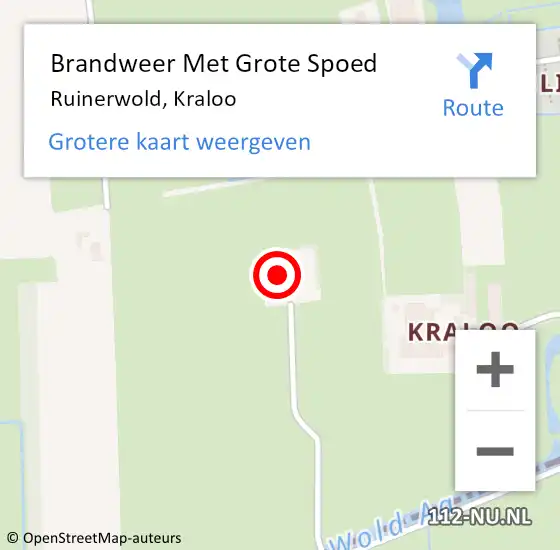 Locatie op kaart van de 112 melding: Brandweer Met Grote Spoed Naar Ruinerwold, Kraloo op 18 december 2022 19:22