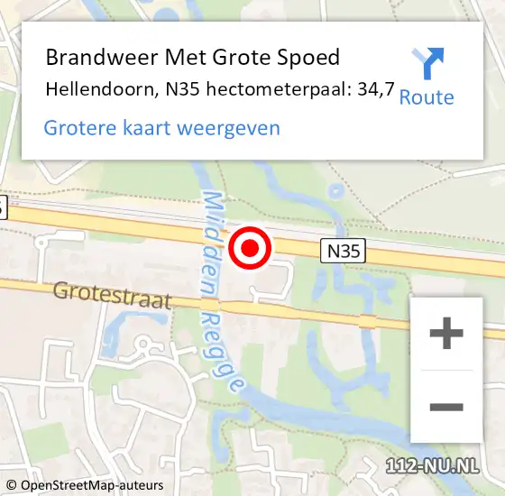 Locatie op kaart van de 112 melding: Brandweer Met Grote Spoed Naar Hellendoorn, N35 hectometerpaal: 34,7 op 18 december 2022 19:37