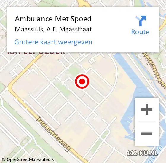 Locatie op kaart van de 112 melding: Ambulance Met Spoed Naar Maassluis, A.E. Maasstraat op 18 december 2022 19:53