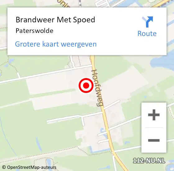 Locatie op kaart van de 112 melding: Brandweer Met Spoed Naar Paterswolde op 18 december 2022 19:54