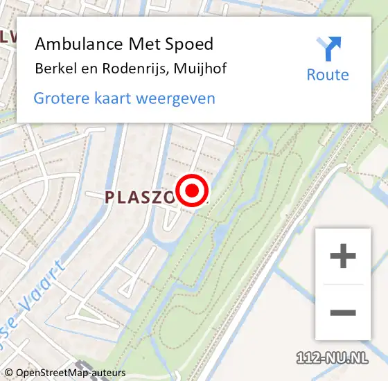 Locatie op kaart van de 112 melding: Ambulance Met Spoed Naar Berkel en Rodenrijs, Muijhof op 18 december 2022 19:56