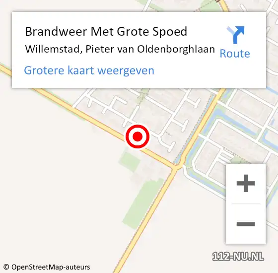 Locatie op kaart van de 112 melding: Brandweer Met Grote Spoed Naar Willemstad, Pieter van Oldenborghlaan op 18 december 2022 19:59
