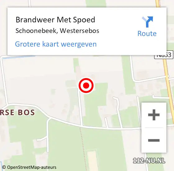 Locatie op kaart van de 112 melding: Brandweer Met Spoed Naar Schoonebeek, Westersebos op 18 december 2022 20:03