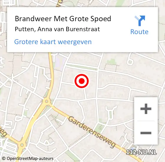 Locatie op kaart van de 112 melding: Brandweer Met Grote Spoed Naar Putten, Anna van Burenstraat op 18 december 2022 20:05