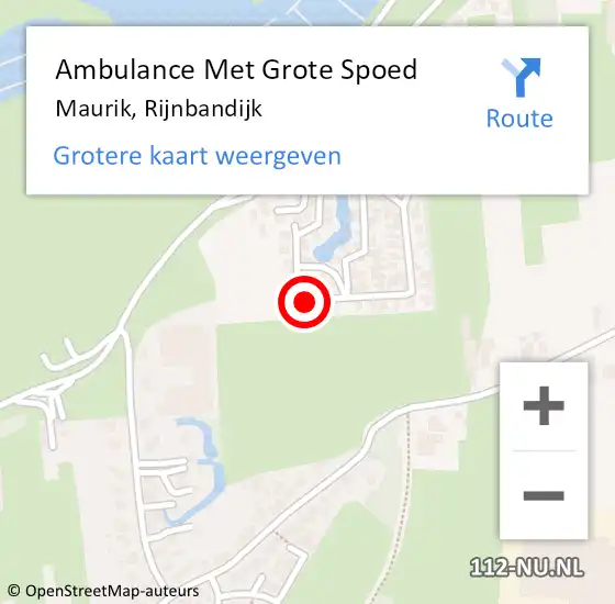 Locatie op kaart van de 112 melding: Ambulance Met Grote Spoed Naar Maurik, Rijnbandijk op 8 augustus 2014 21:12