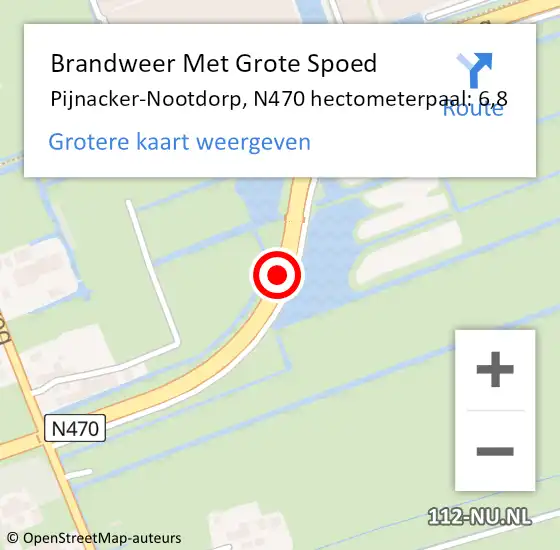 Locatie op kaart van de 112 melding: Brandweer Met Grote Spoed Naar Pijnacker-Nootdorp, N470 hectometerpaal: 6,8 op 18 december 2022 20:17