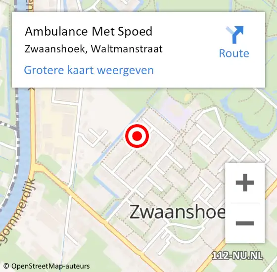 Locatie op kaart van de 112 melding: Ambulance Met Spoed Naar Zwaanshoek, Waltmanstraat op 18 december 2022 20:24