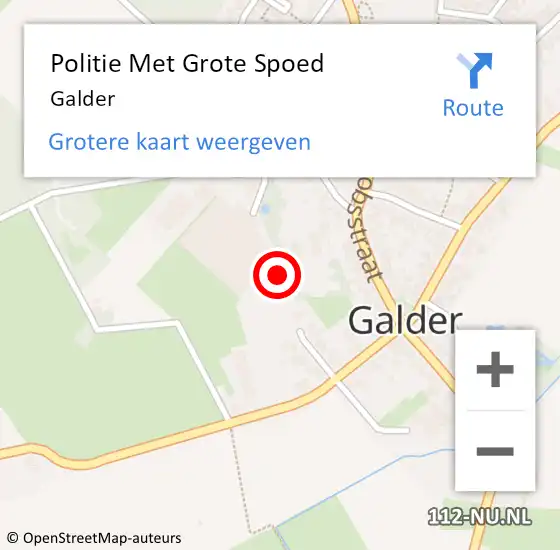 Locatie op kaart van de 112 melding: Politie Met Grote Spoed Naar Galder op 18 december 2022 20:25