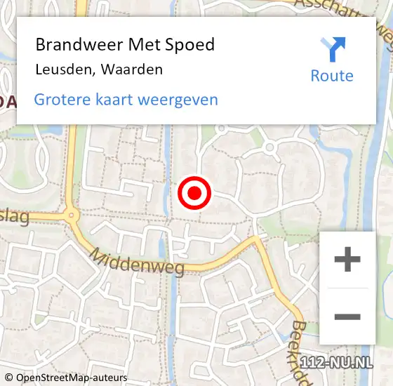 Locatie op kaart van de 112 melding: Brandweer Met Spoed Naar Leusden, Waarden op 18 december 2022 20:31