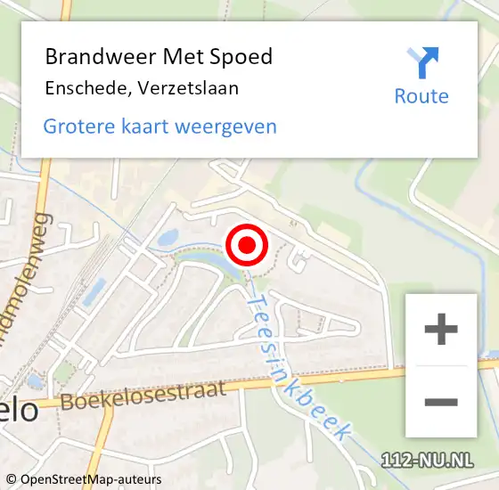 Locatie op kaart van de 112 melding: Brandweer Met Spoed Naar Enschede, Verzetslaan op 18 december 2022 20:34