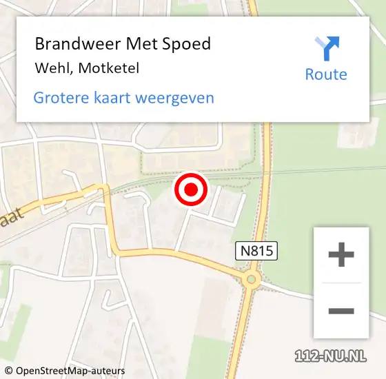 Locatie op kaart van de 112 melding: Brandweer Met Spoed Naar Wehl, Motketel op 18 december 2022 20:36