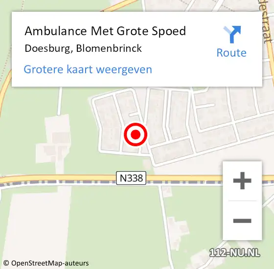 Locatie op kaart van de 112 melding: Ambulance Met Grote Spoed Naar Doesburg, Blomenbrinck op 18 december 2022 20:40