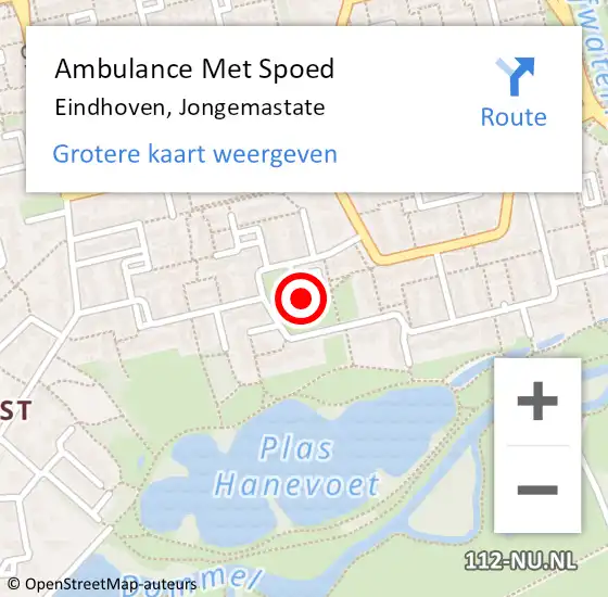 Locatie op kaart van de 112 melding: Ambulance Met Spoed Naar Eindhoven, Jongemastate op 8 augustus 2014 21:19