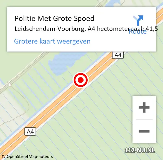 Locatie op kaart van de 112 melding: Politie Met Grote Spoed Naar Leidschendam-Voorburg, A4 hectometerpaal: 41,5 op 18 december 2022 20:46