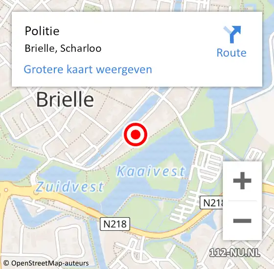 Locatie op kaart van de 112 melding: Politie Brielle, Scharloo op 18 december 2022 20:47