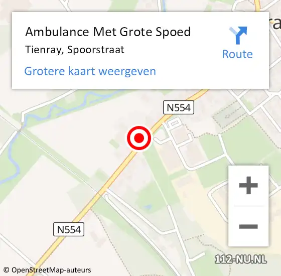 Locatie op kaart van de 112 melding: Ambulance Met Grote Spoed Naar Tienray, Spoorstraat op 8 augustus 2014 21:22