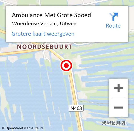 Locatie op kaart van de 112 melding: Ambulance Met Grote Spoed Naar Woerdense Verlaat, Uitweg op 8 augustus 2014 21:30