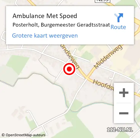 Locatie op kaart van de 112 melding: Ambulance Met Spoed Naar Posterholt, Burgemeester Geradtsstraat op 18 december 2022 21:56