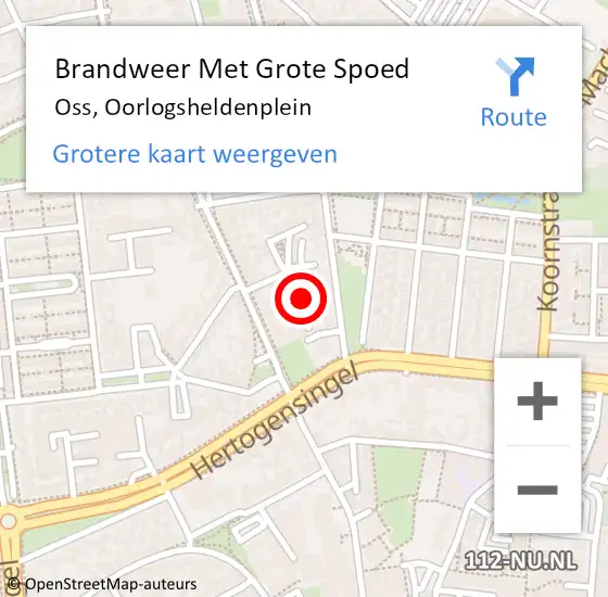 Locatie op kaart van de 112 melding: Brandweer Met Grote Spoed Naar Oss, Oorlogsheldenplein op 18 december 2022 21:59