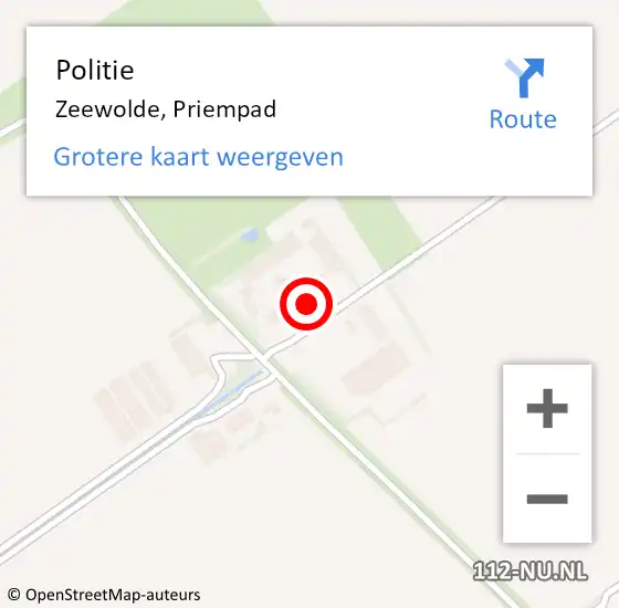 Locatie op kaart van de 112 melding: Politie Zeewolde, Priempad op 18 december 2022 22:05