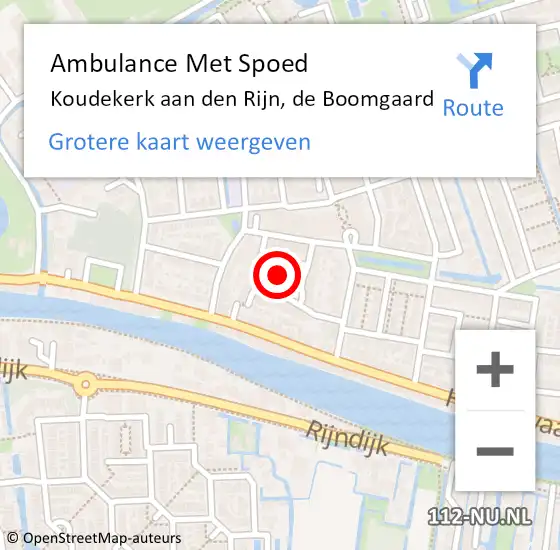 Locatie op kaart van de 112 melding: Ambulance Met Spoed Naar Koudekerk aan den Rijn, de Boomgaard op 18 december 2022 22:06