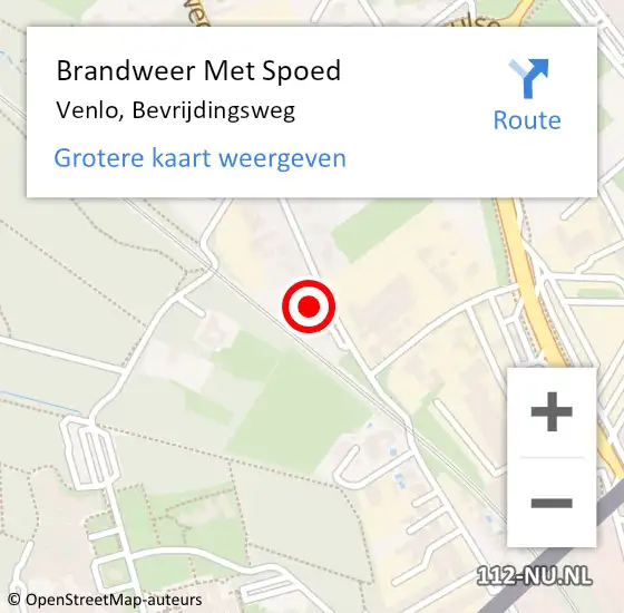 Locatie op kaart van de 112 melding: Brandweer Met Spoed Naar Venlo, Bevrijdingsweg op 18 december 2022 22:20