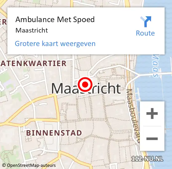 Locatie op kaart van de 112 melding: Ambulance Met Spoed Naar Maastricht op 18 december 2022 22:24