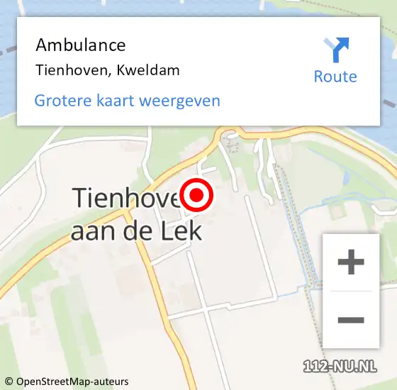 Locatie op kaart van de 112 melding: Ambulance Tienhoven, Kweldam op 10 oktober 2013 23:55